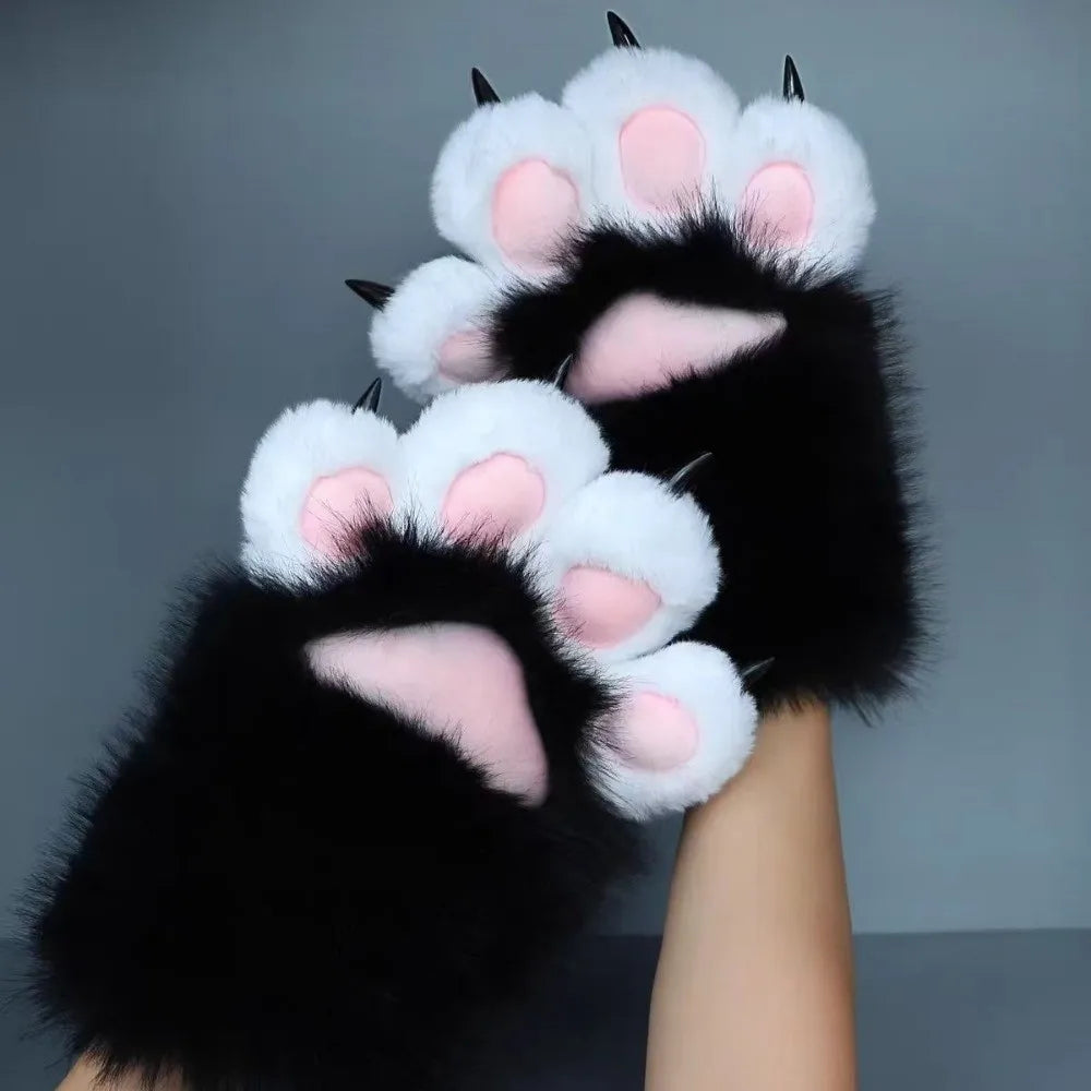 Plush Kitten Paw Squeaky Mittens