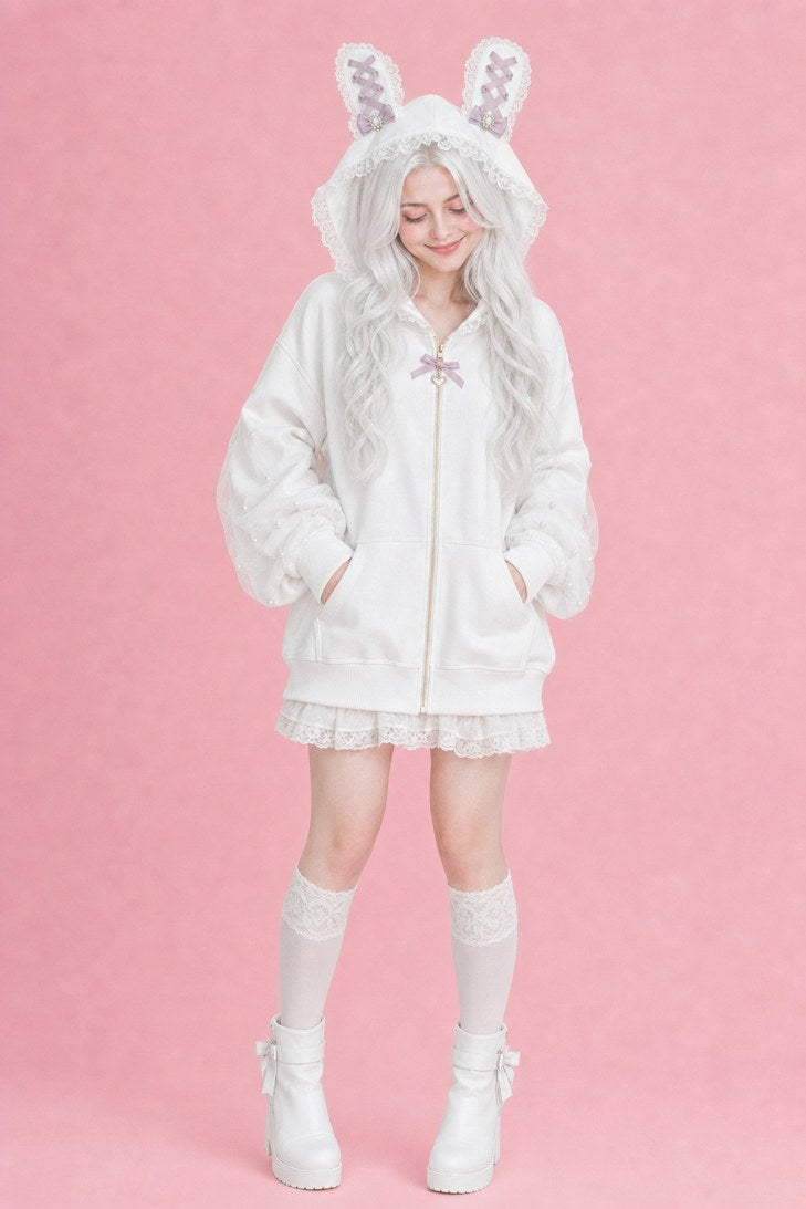 Bunny-Ear Zip Hoodie